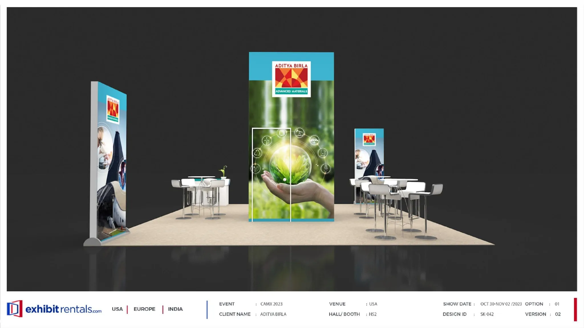 20x20 Island booth design by Exhibit-Rentals